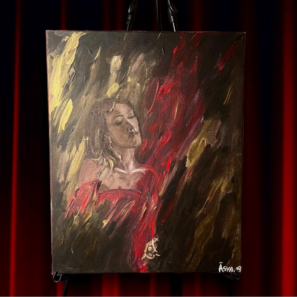 ⚜️Sensual Woman - Painting “Golden Whisper” inspired by Alexa Chung Perfect gift